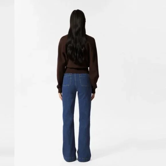 & OTHER STORIES High Waisted Wide Leg Flared Jeans. New Blue 28 - Picture 5 of 13